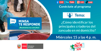  Evento online gratis "Cómo identificar los principales criaderos de zancudo del dengue en tu domicilio"