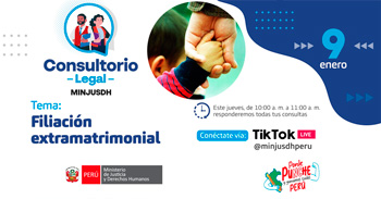 Evento online gratis Consultorio legal "Filiación extramatrimonial"del MINJUSDH