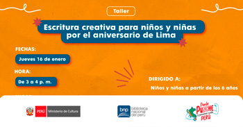  Taller presencial "Escritura creativa para niños y niñas por el aniversario de Lima" de la BNP