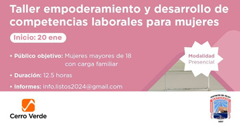  Taller presencial gratis " Empoderamiento y desarrollo de competencias laborales para mujeres " 