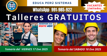 Talleres gratis online de Educa Perú sistemas 