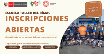 Talleres presenciales GRATUITOS en albañilería, jardinería y carpintería de la Escuela Taller del Rímac