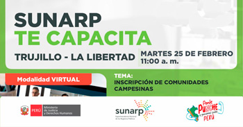  Charla online gratis "Inscripción de comunidades campesinas" de la SUNARP