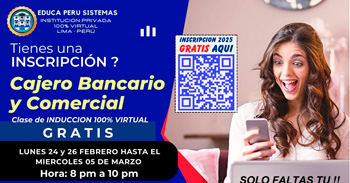  Curso gratis online "Cajero bancario y comercial"de EDUCA PERÚ SISTEMAS