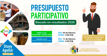  Talleres de Presupuesto Participativo 2026 de la Municipalidad Distrital de San Jerónimo de Tunán