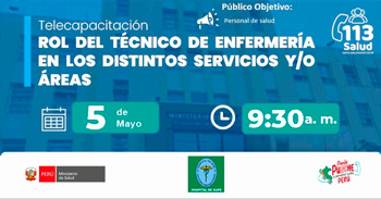 Capacitación virtual  "Rol del técnico de enfermería en los distintos servicios y/o áreas" del MINSA