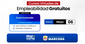  Curso virtual gratuito "Excel avanzado" de la Municipalidad de Marcona