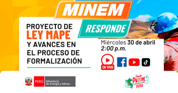 Evento online "Proyecto de ley MAPE y avances en el proceso de formalización" del MINEM