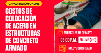  Capacitación online gratis "Costos de colocación de acero en estructuras de concreto armado​" de SIDERPERU