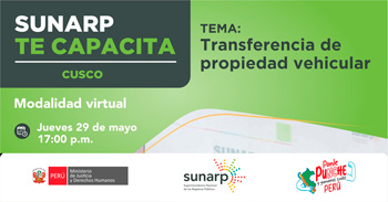 Capacitación virtual gratis "Transferencia de propiedad vehicular" de la Sunarp