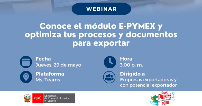Capacitación online "Modulo del E-PYMEX - Gestión empresarial para procesos de las pymes y mypes"