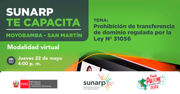 Capacitación virtual "Prohibición de transferencia de dominio regulada por la Ley Nº 31056" de la SUNARP