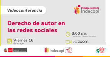  Conferencia online gratis "Derecho de autor en las redes sociales"  del INDECOPI