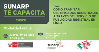 Capacitación "Cómo tramitar certificados registrales a través del servicio de publicidad registral en línea"
