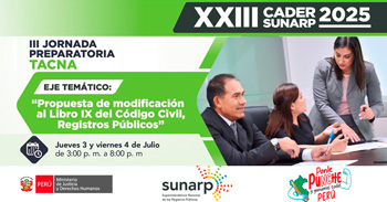 Capacitación gratis "Propuesta de modificación al Libro IX del Código Civil, Registros Públicos" de la SUNARP