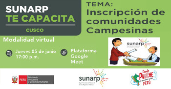 Capacitación gratis online "Inscripción de comunidades campesinas" de la SUNARP