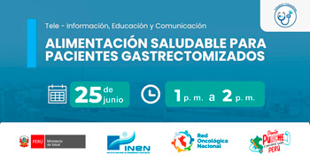 Capacitación online "Alimentación saludable para pacientes gastrectomizados" del INEN
