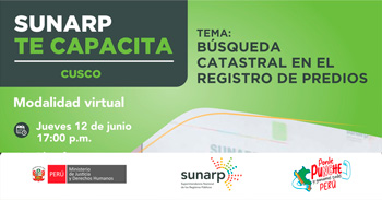Capacitación online gratis "Búsqueda catastral en el registro de predios" de la SUNARP