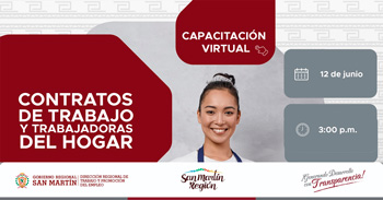Capacitación online gratis "Contratos de Trabajo y Trabajadoras del Hogar"  de la DRTPE  de San Martín