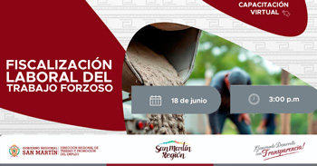 Capacitación online gratis "Fiscalización laboral del trabajo forzoso"  de la DRTPE  de San Martín