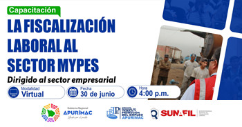 Capacitación online gratis "La Fiscalización laboral al Sector Mypes" de la DRTPE Apurímac