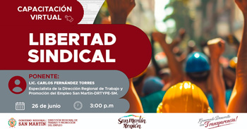 Capacitación online gratis "Libertad Sindical"  de la DRTPE de San Martín