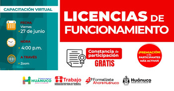  Capacitación online gratis "Licencias de Funcionamiento" de la DRTPE Huánuco