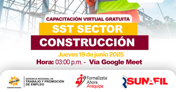  Capacitación online gratis "SST en el sector construcción" de la Gerencia Regional de Trabajo Arequipa