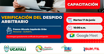  Capacitación online gratis  "Verificación del Despido Arbitrario"  de la DRTPE Ucayali