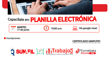  Capacitación online "Uso de la Planilla Electrónica" de la DRTPE de Ica