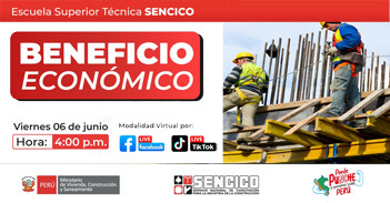 Charla Informativa online gratuita "Beneficio Económico" de SENCICO