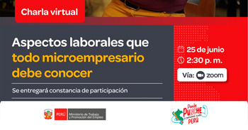 Charla online gratis "Aspectos laborales que todo microempresario debe conocer" del MTPE