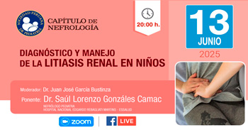 Charla online gratis "Diagnóstico y manejo de la litiasis renal en niños" de la Sociedad Peruana de Pediatría