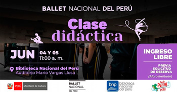  Clase didáctica de ballet, para escolares entre el tercer y sexto grado de primaria y el primero y quinto de secundaria