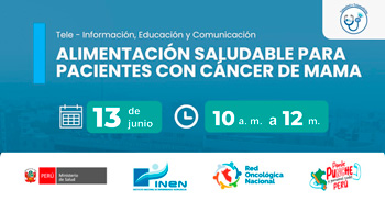Capacitación  online gratis "Alimentación saludable para pacientes con cáncer de mamas" del INEN