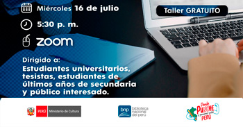 Taller virtual gratis "Microsoft Word para tu tesis: formato y herramientas" de la BNP