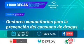 Webinar online gratis "Gestores comunitarios para la prevención del consumo de drogas"