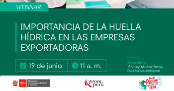 Webinar online gratis "Importancia de la Huella Hídrica en las empresas exportadoras" de Promperú