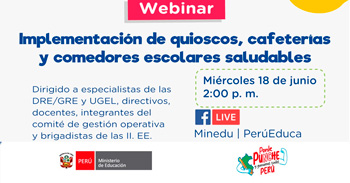 Webinar online "Implementación de quioscos, cafeterías y comedores escolares saludables" del Minedu
