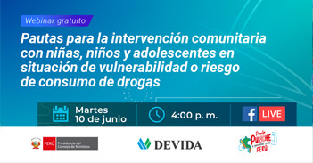 Webinar online "Pautas para la intervención comunitaria con niñas, niños y adolescentes, consumo de drogas" 