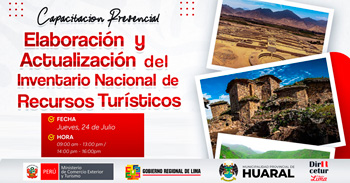  Capacitación presencial gratis "Elaboración y actualización del inventario Nacional de recursos turísticos" 