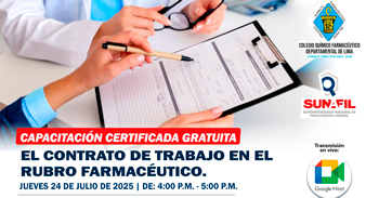  Capacitación online "El contrato de trabajo en el rubro farmacéutico" del Colegio Químico Farmacéutico 