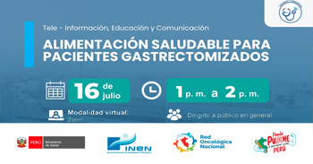  Capacitación online gratis "Alimentación saludable para pacientes gastrectomizados" del INEN