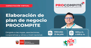  Capacitación online gratis " Elaboración de plan de negocio PROCOMPITE " 
