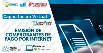  Capacitación online gratis "Emisión de comprobantes de pago por internet" de la DRTPE Tumbes