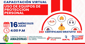  Capacitación online gratis "Uso de equipos de protección" de la DRTPE Amazonas
