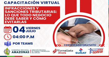  Capacitación online "Infracciones y Sanciones Tributarias: Lo que todo negocio debe saber y cómo evitarlas" 