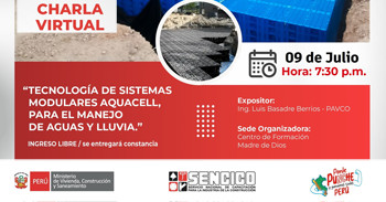  Charla Técnica online "Tecnología de Sistemas Modulares Aquacell, para el Manejo de aguas y lluvias" 