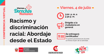  Conferencia online "Racismo y Discriminación Racial. Abordaje desde el Estado" del MINJUSDH