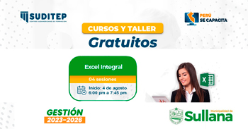 Curso online gratis "Excel integral" de la Municipalidad de Sullana